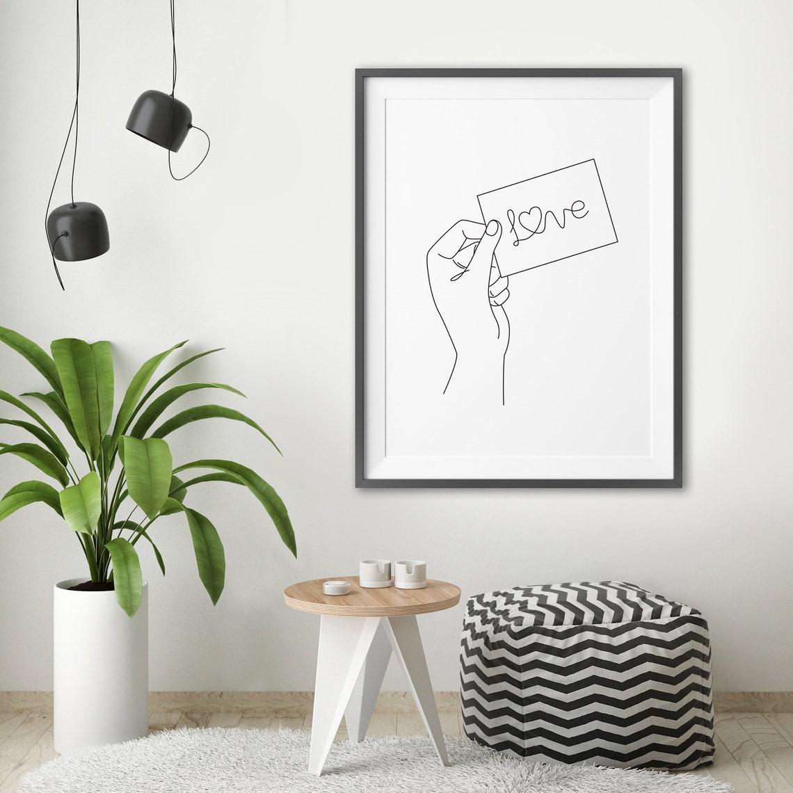 Love Tag Holding Hand Print Line Art Poster Line Print Minimal Line Drawing Black White Art Hand Drawing Art Love - Image 2