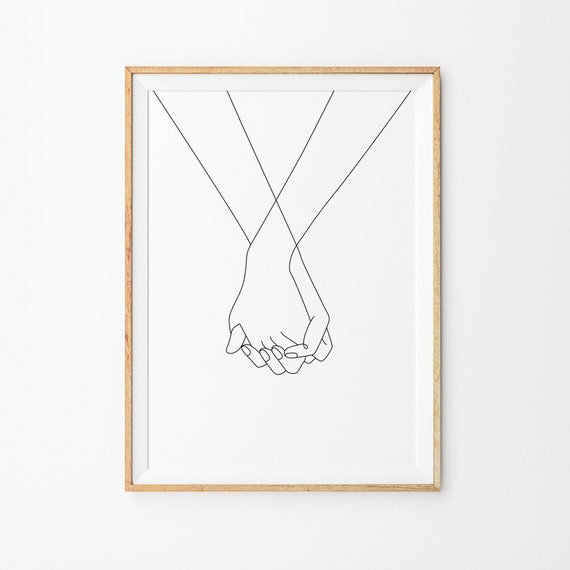 Holding Hands Print Line Art Poster Line Art Minimal Holding Hands Prints Line Art Print Sketch Hand Drawing Wall Decor