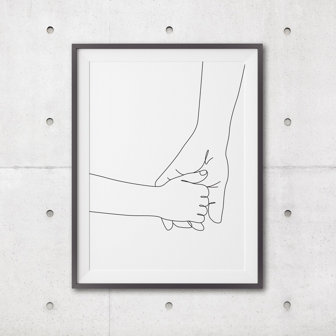 Mother And Child Holding Hands Print Line Art Prints Line Art Minimal Holding Hands Poster Black White Art Hand Drawing - Image 3