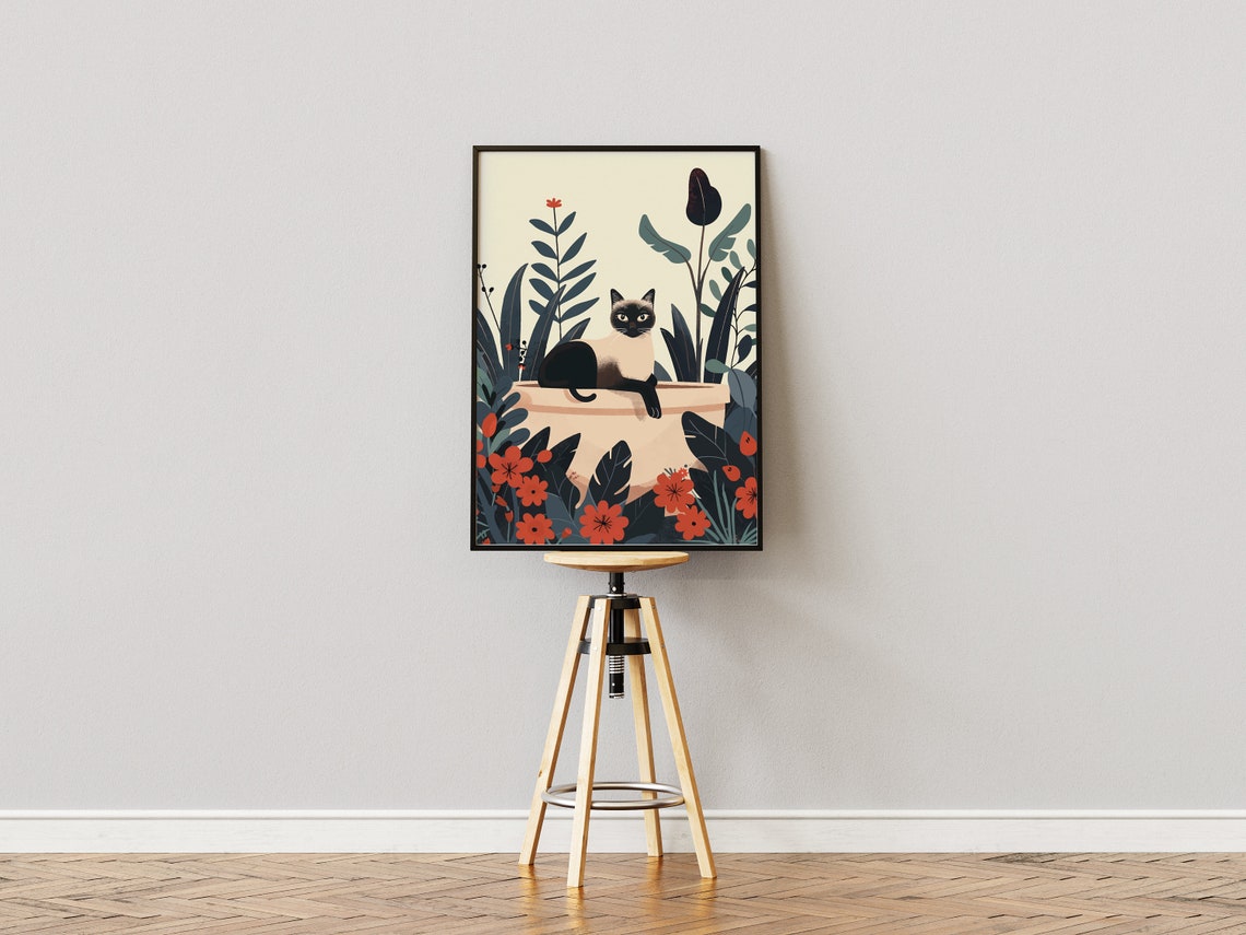 Siamese Cat Boho Jungle Bathtub Poster - Image 2