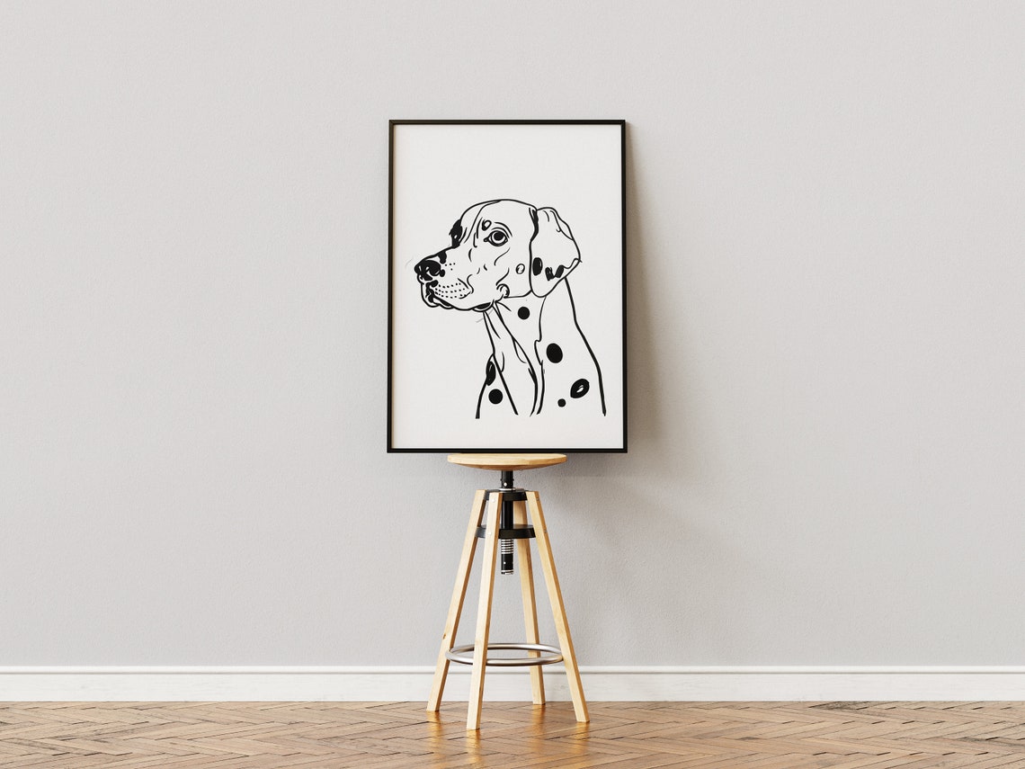 Dalmatian Head Profile Bold Graphic Spots Line Art Portrait Poster - Image 2