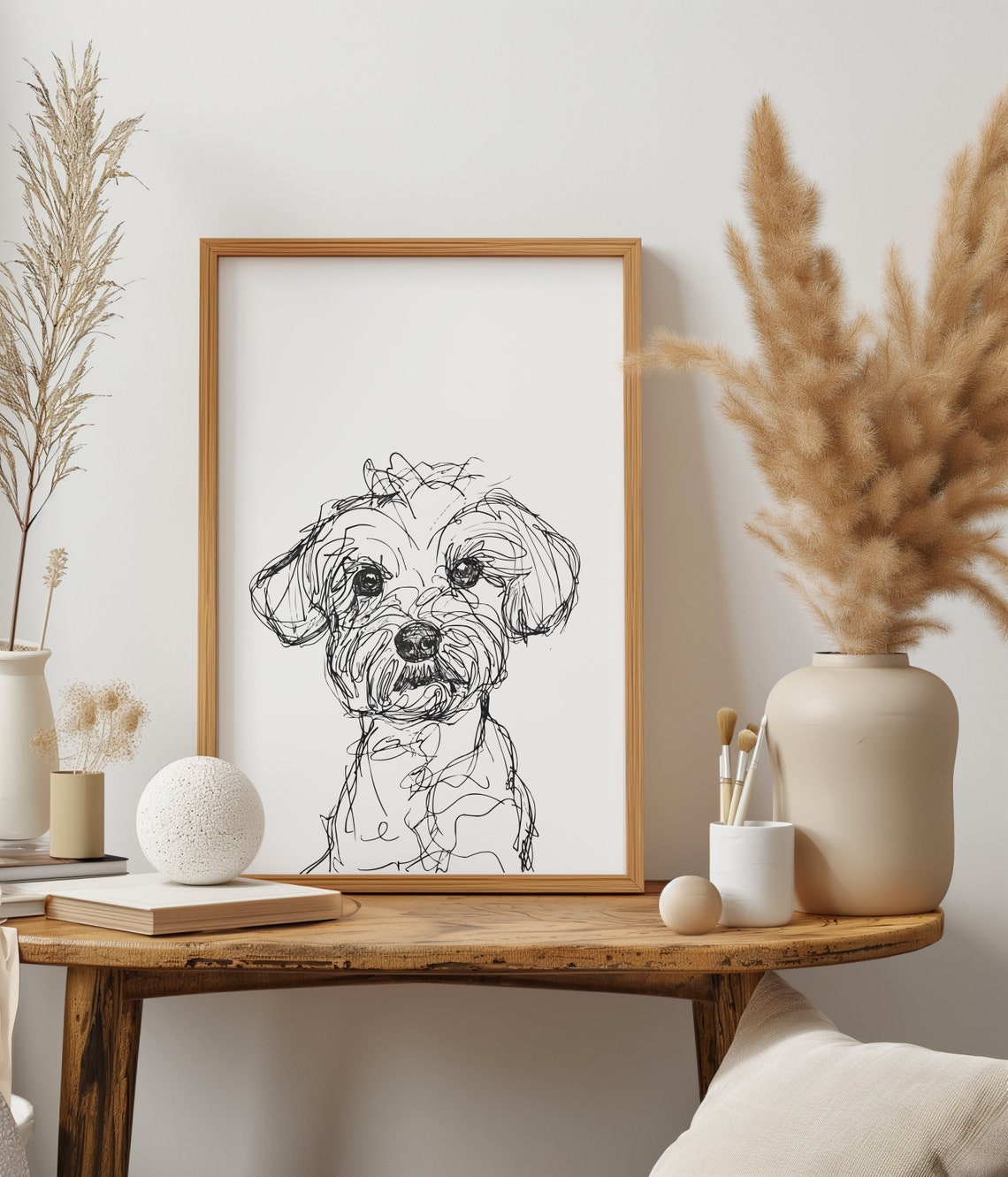 Maltese Puppy Minimal Line Sketch Portrait Poster Cute Dog Decor - Image 2