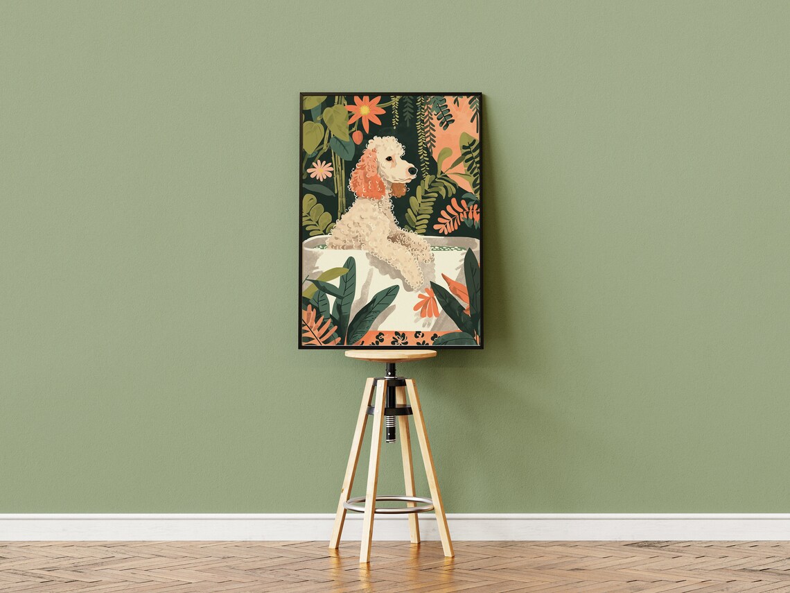 White Standard Poodle Boho Jungle Art Print - Image 3