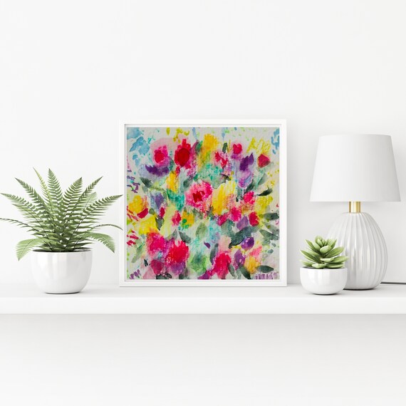 Loose Multicolor Floral Blooms Impressionist Garden Art Poster