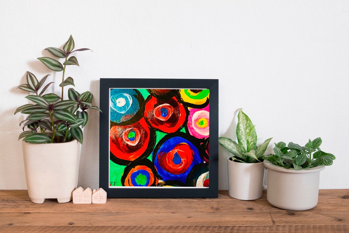 Concentric Colorful Rings Abstract Circles Modern Art Poster