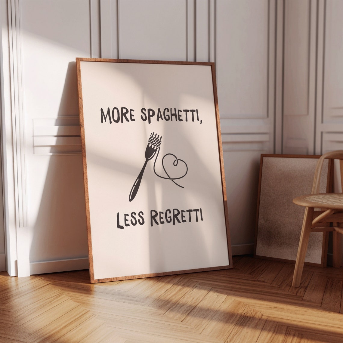 More Spaghetti Less Regretti Pasta Kitchen Funny Quote Poster - Image 2