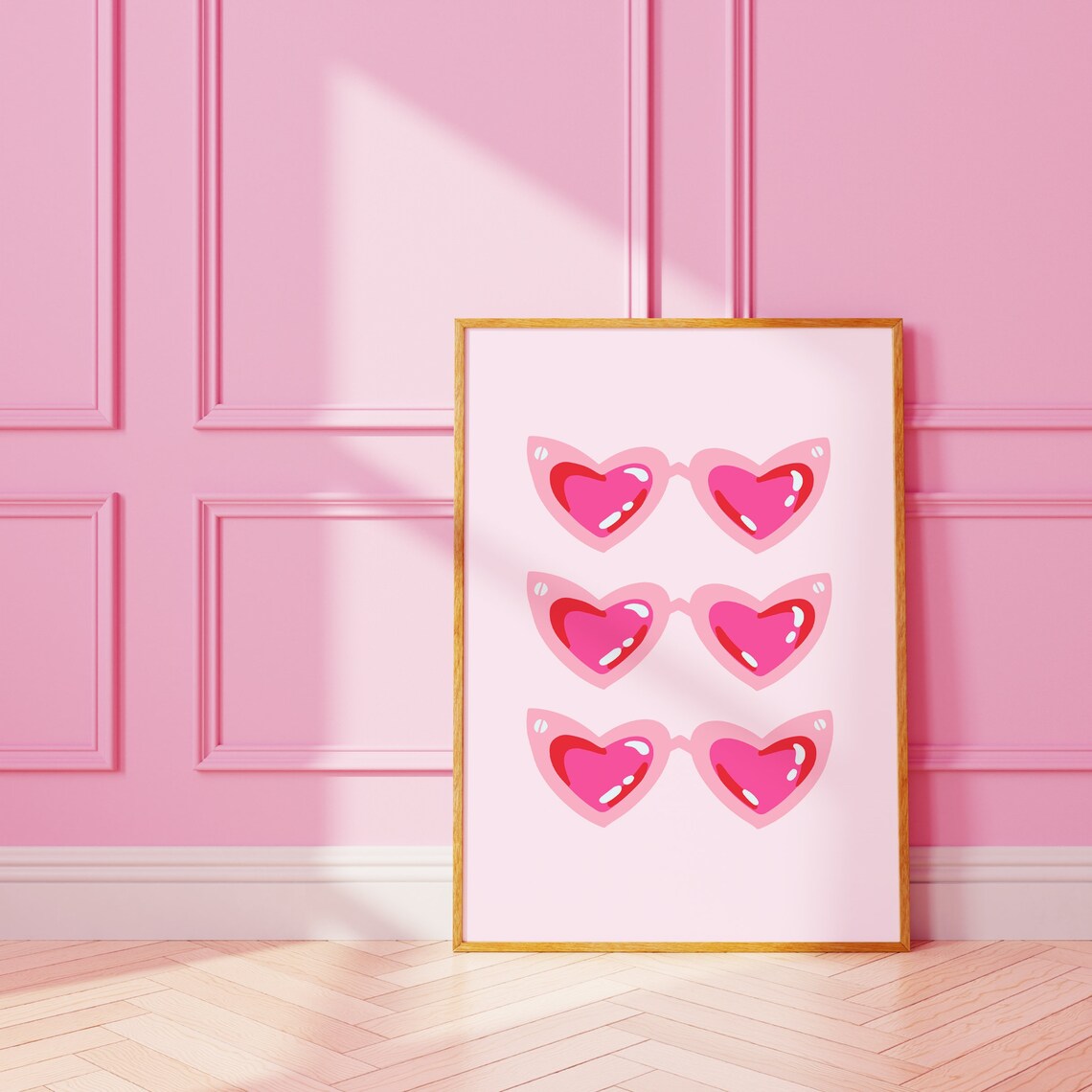 Pink Heart Sunglasses Trio Preppy Dorm Room Girly Decor Poster