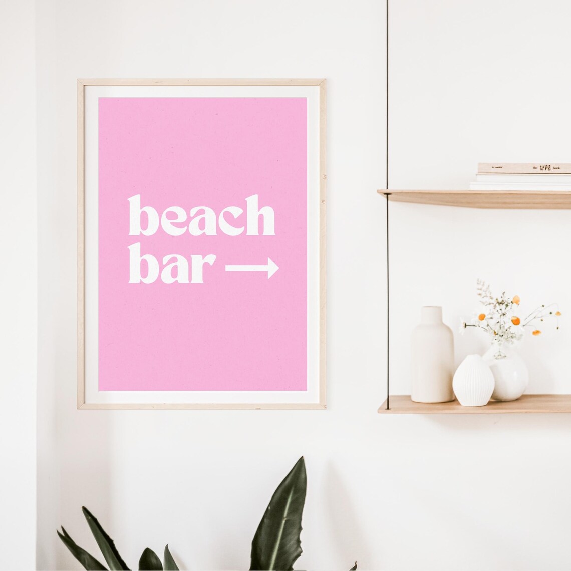 Beach Bar Arrow Sign Poster Pink Coastal Preppy Dorm Room Decor