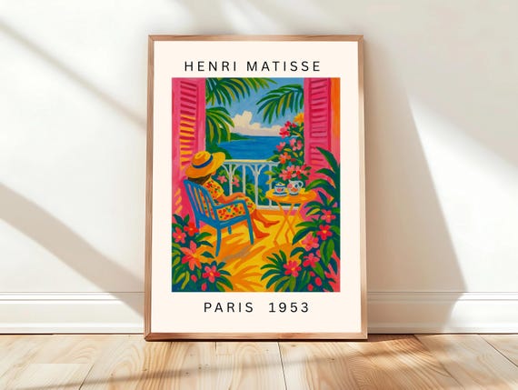 Matisse Wall Art Coastal Cowgirl Print Woman On A Balcony Pink Dopamine Decor