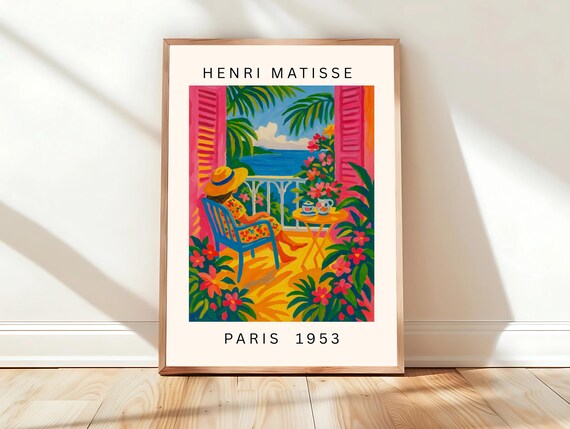 Woman On Balcony Overlooking The Sea Henri Matisse Paris 1953 Poster