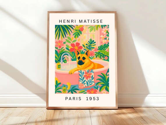 German Shepherd Dog In Pink Bathtub Henri Matisse Paris 1953 Poster