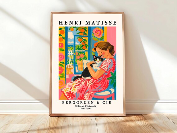 Henri Matisse Woman Hugging Cat Pink Fauvist Portrait Art Poster