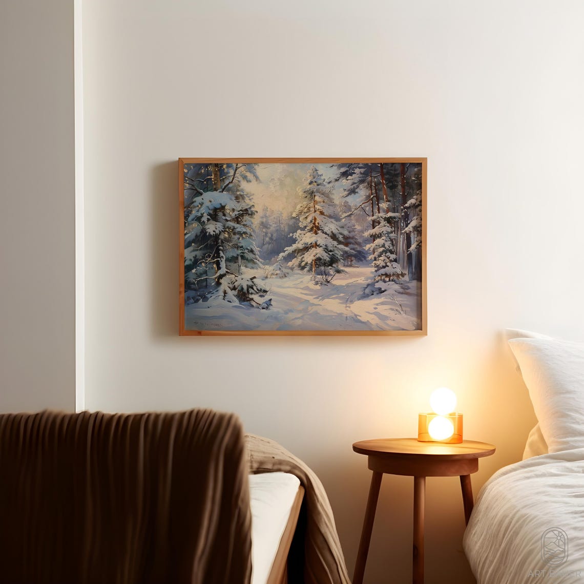 Winter Forest Snowy Pine Trees Sunlit Snow Path Landscape Art Poster - Image 4