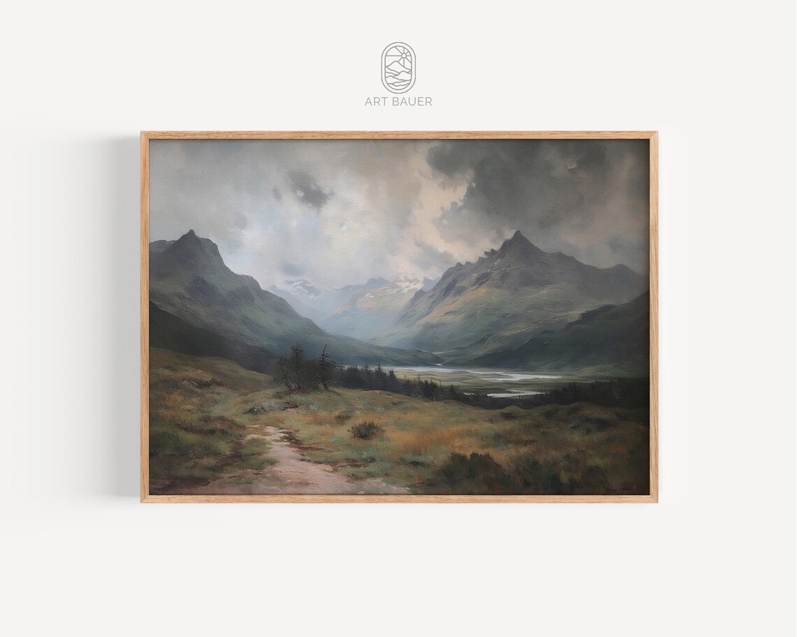 Scottish Highlands Mountain Landscape Travel Poster