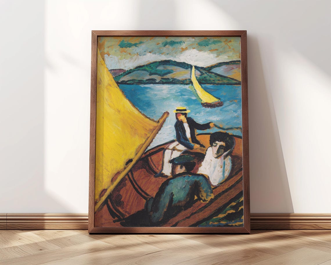 August Macke Sailboat on Tegernsee 1910 Expressionist Lake Art Poster