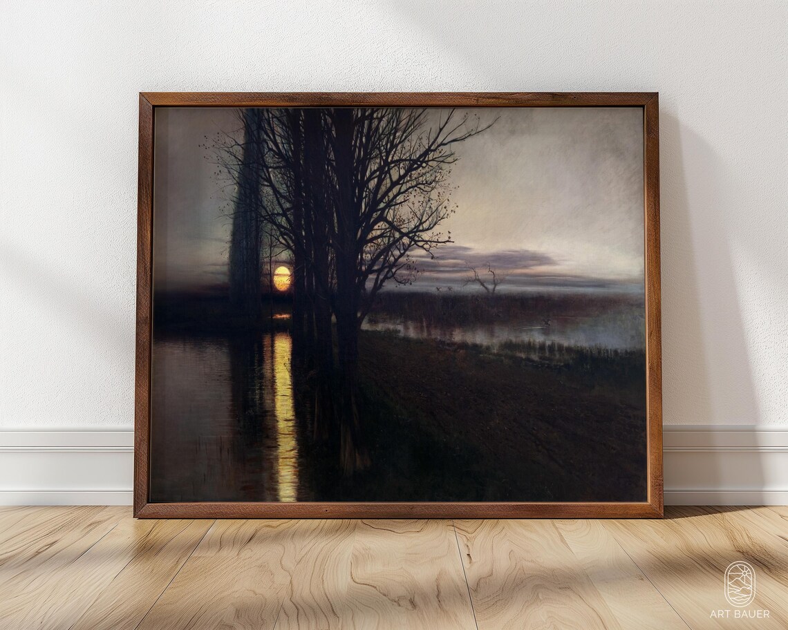 Maslowski Moonrise 1884 Moonlit Lake Trees Reflection Night Scene Poster
