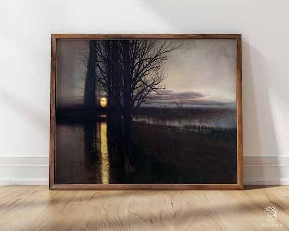 Maslowski Moonrise 1884 Moonlit Lake Trees Reflection Night Scene Poster