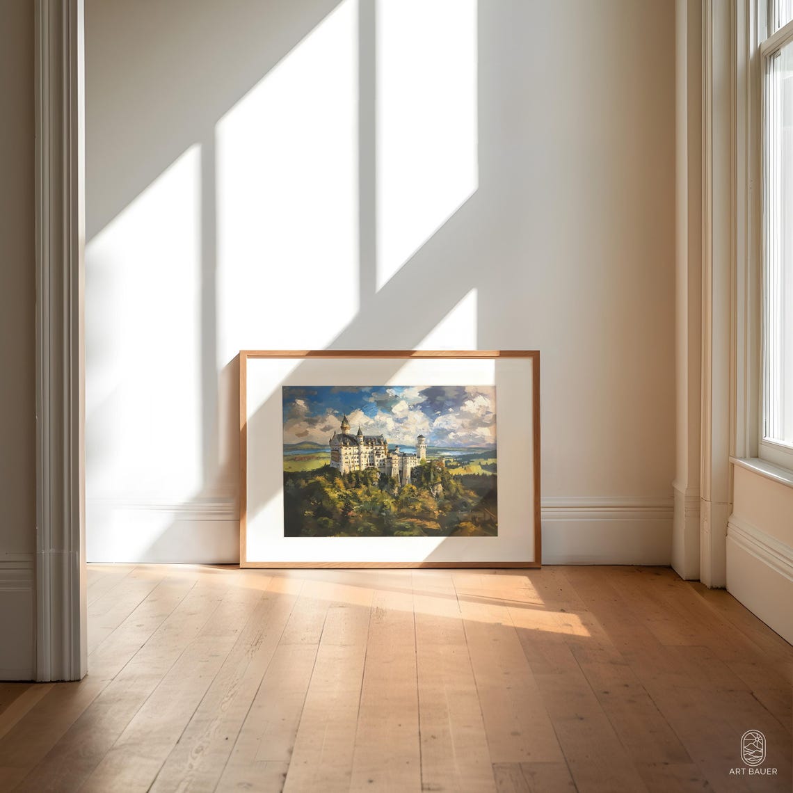 Neuschwanstein Castle Bavaria Summer Hillside Painting Travel Poster - Image 4