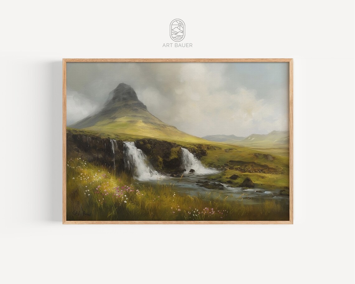 Icelandic Landscape Nordic Watercolor Art Print