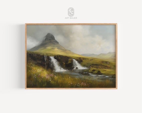 Icelandic Landscape Nordic Watercolor Art Print