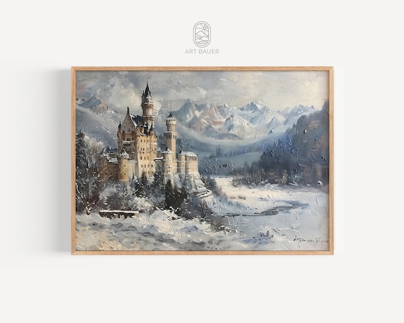 Fairytale Castle In Winter, Winter Scene Art Print
