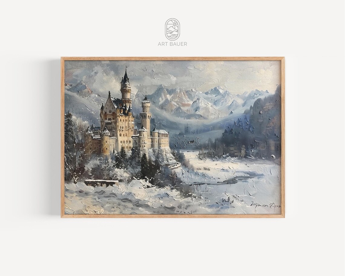 Fairytale Castle In Winter, Winter Scene Art Print
