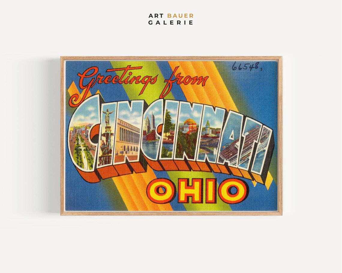 Greetings From Cincinnati, 1930s Postcard Art - Image 4