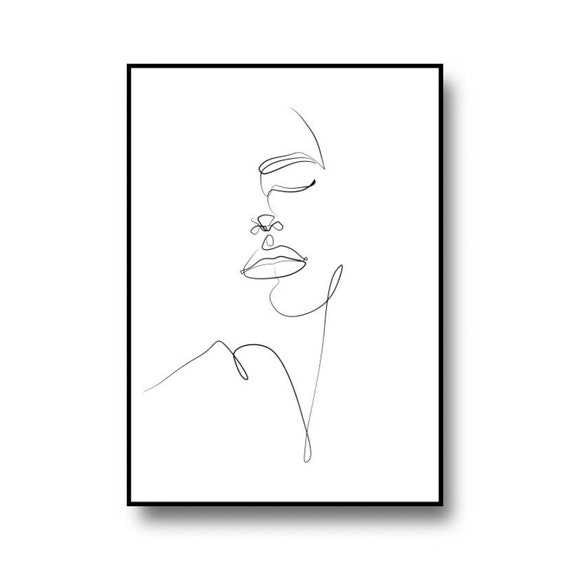 Female Face Single Line Art Minimalist Woman Portrait Poster