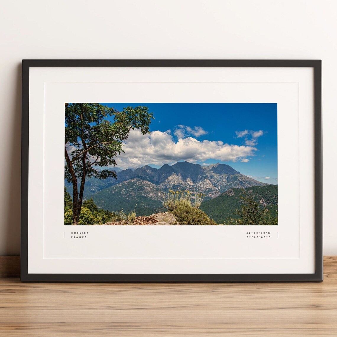 Corsica Coordinates Travel Poster, Place Name Art