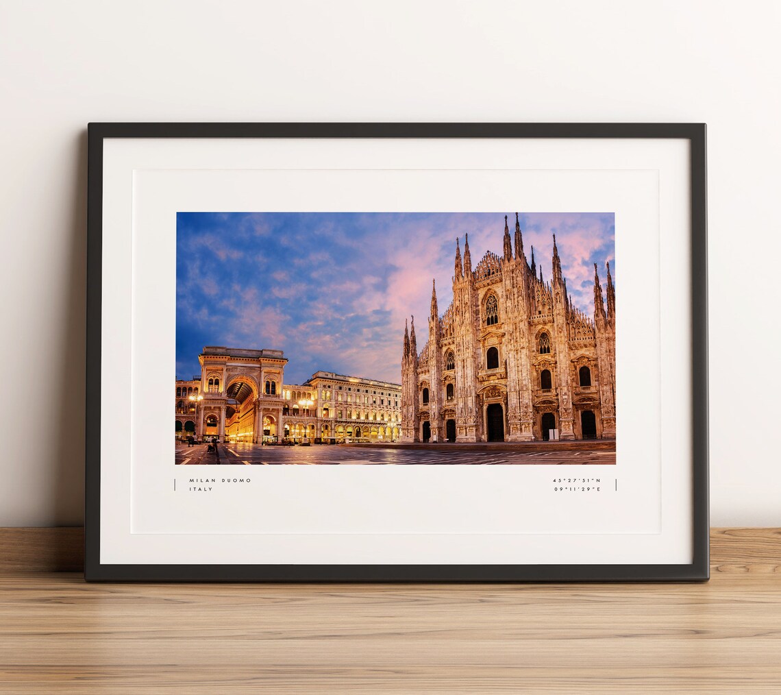 Milan Duomo Coordinates Travel Poster Art Print