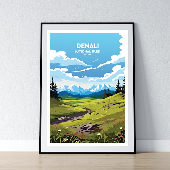 Denali National Park Alpine Meadow Wildflowers Travel Art Poster