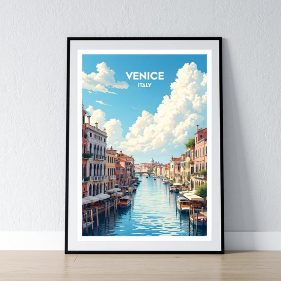 Venice Poster Print Grand Canal Wall Art Gift Travel Home Decor Illustration