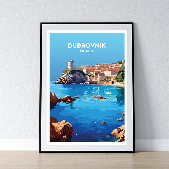Dubrovnik Poster Print Wall Art Gift Travel Home Decor Illustration Croatia Wpa
