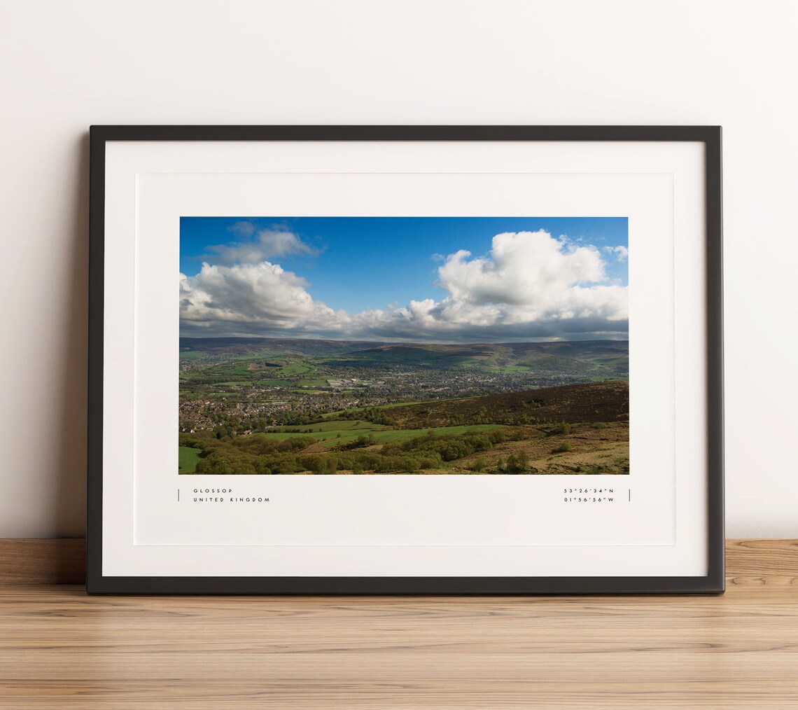 Glossop United Kingdom Valley Panorama Photo Travel Wall Art