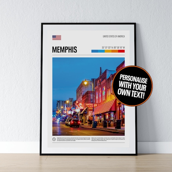 Memphis Tennessee Beale Street Night Photo Coordinates Travel Poster