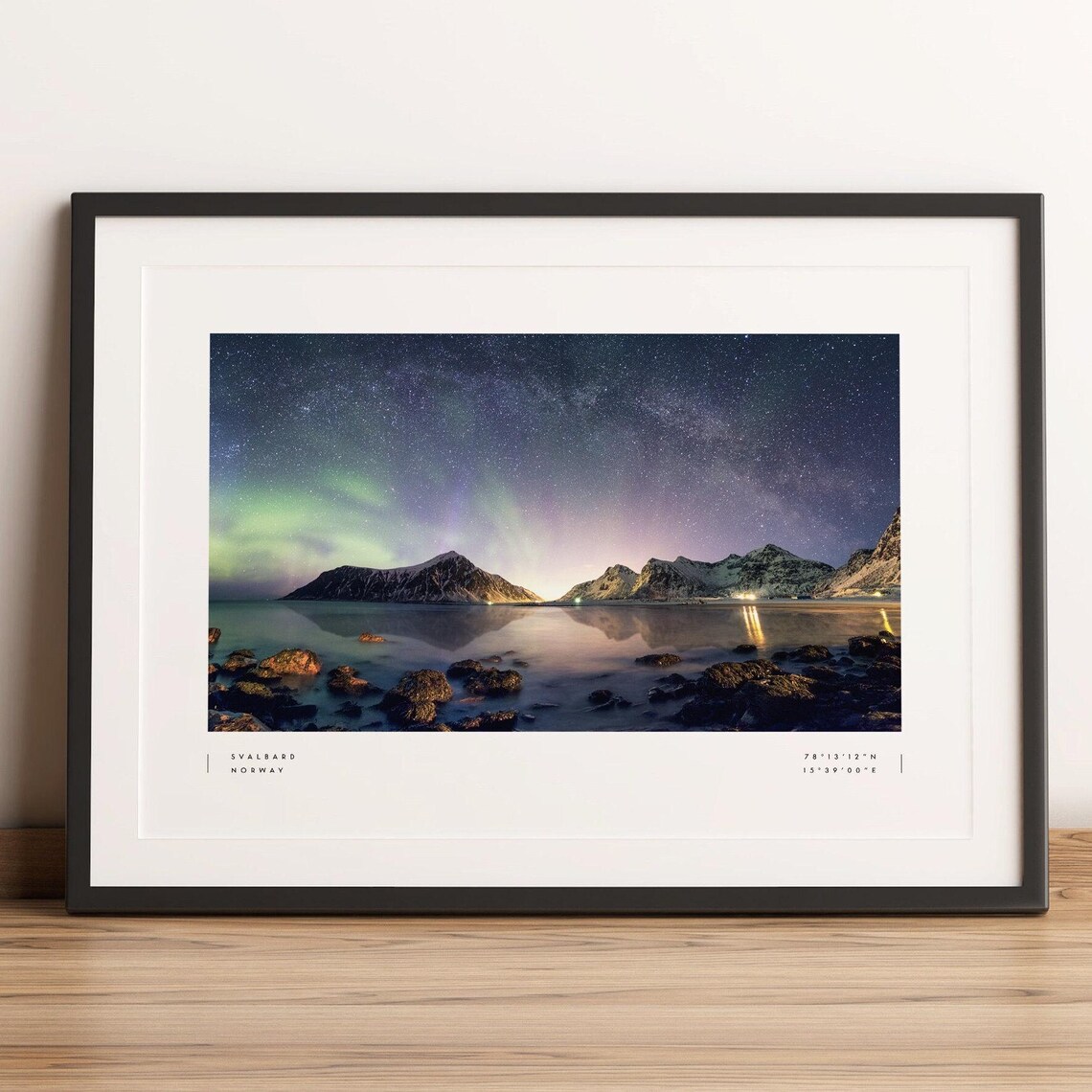 Svalbard Northern Lights Travel Poster, Norway