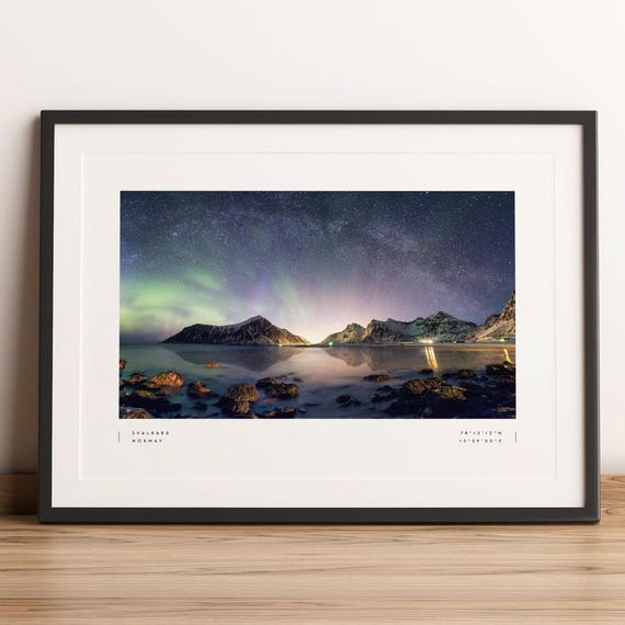 Svalbard Northern Lights Travel Poster, Norway