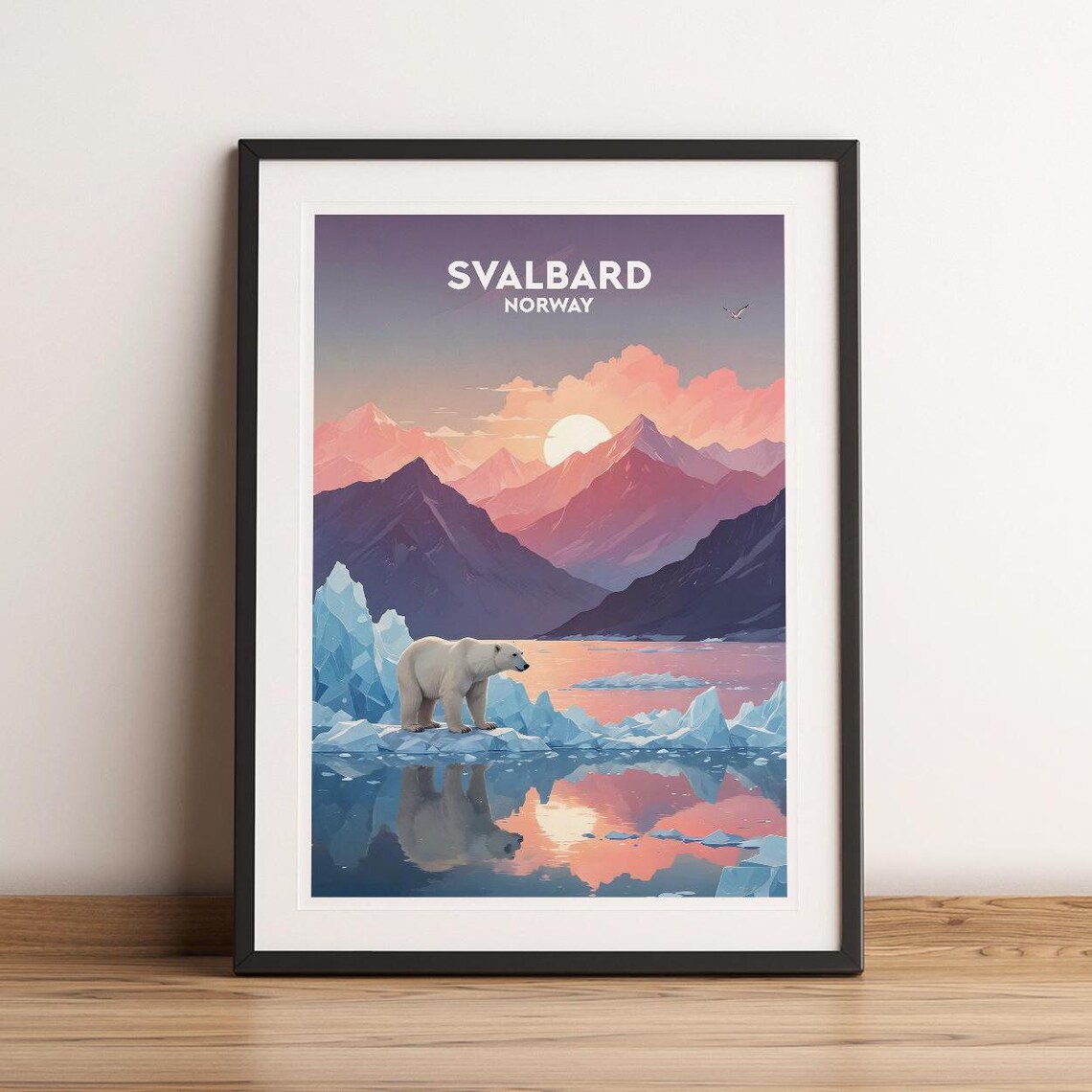 Svalbard Polar Bear Norway Longyearbyen Travel Poster