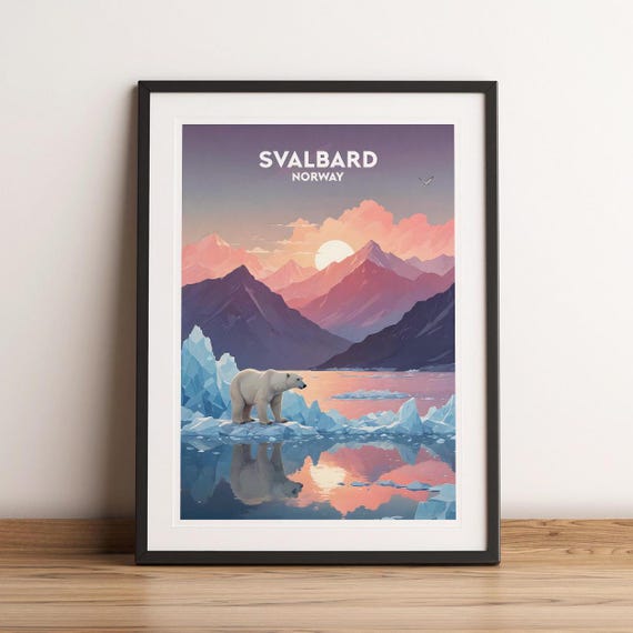Svalbard Polar Bear Norway Longyearbyen Travel Poster