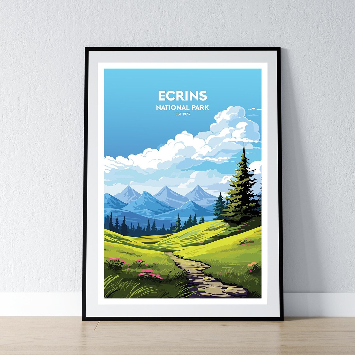 Ecrins National Park Alpine Trail Wildflowers Travel Art Poster