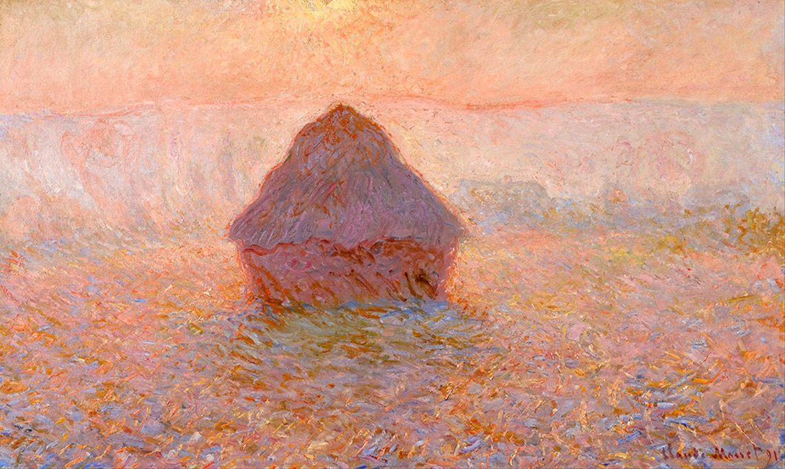 Claude Monet Grainstack Sun in the Mist 1891 Harvest Field Impressionist Poster - Image 2