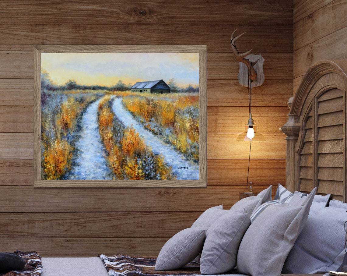 Old Barn Farmhouse Art Print Idaho Landscape Farmhouse Snowy Rustic Farm Moody Winter Country Snow Homestead Road Snow Art Snowy Path - Image 2