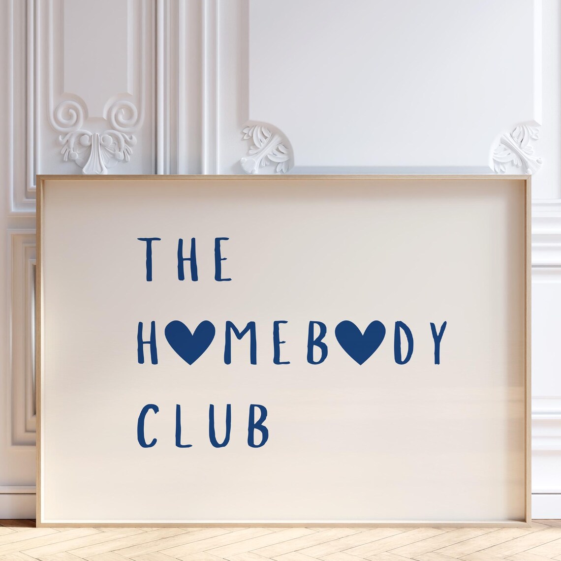 The Home Body Club Navy Hearts Fun Quote Typography Art Poster
