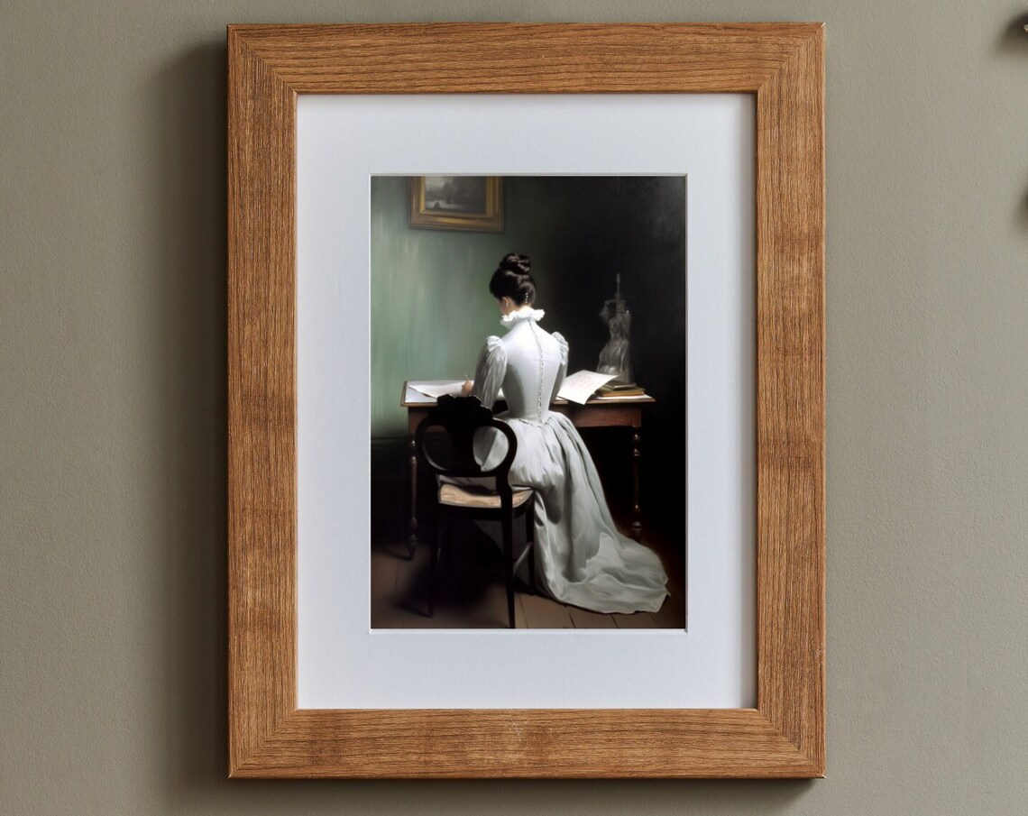 Vintage Woman Writing Love Letter Classic Portrait Painting Poster - Image 4
