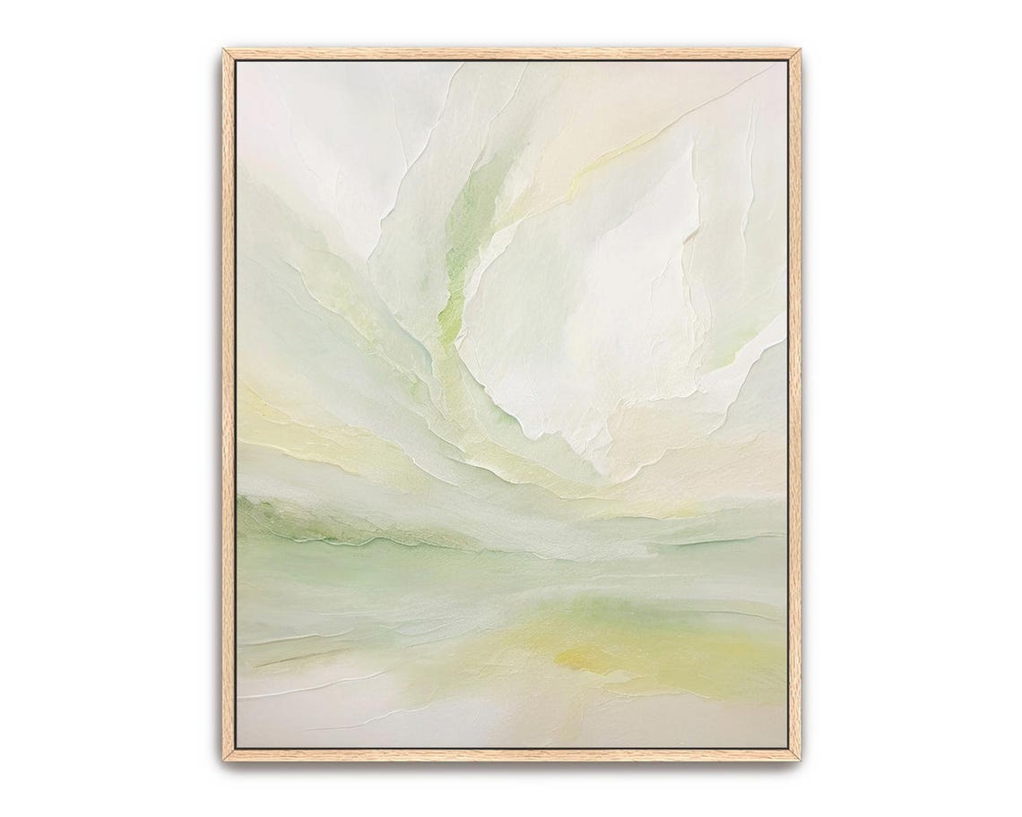 Olive Green Pastel Neutral Abstract Landscape Textured Art Poster