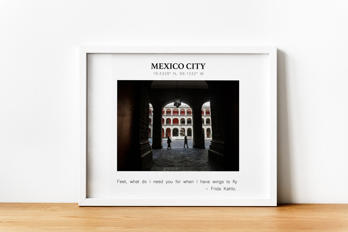 Mexico City Historic Colonial Courtyard Arches Travel Poster