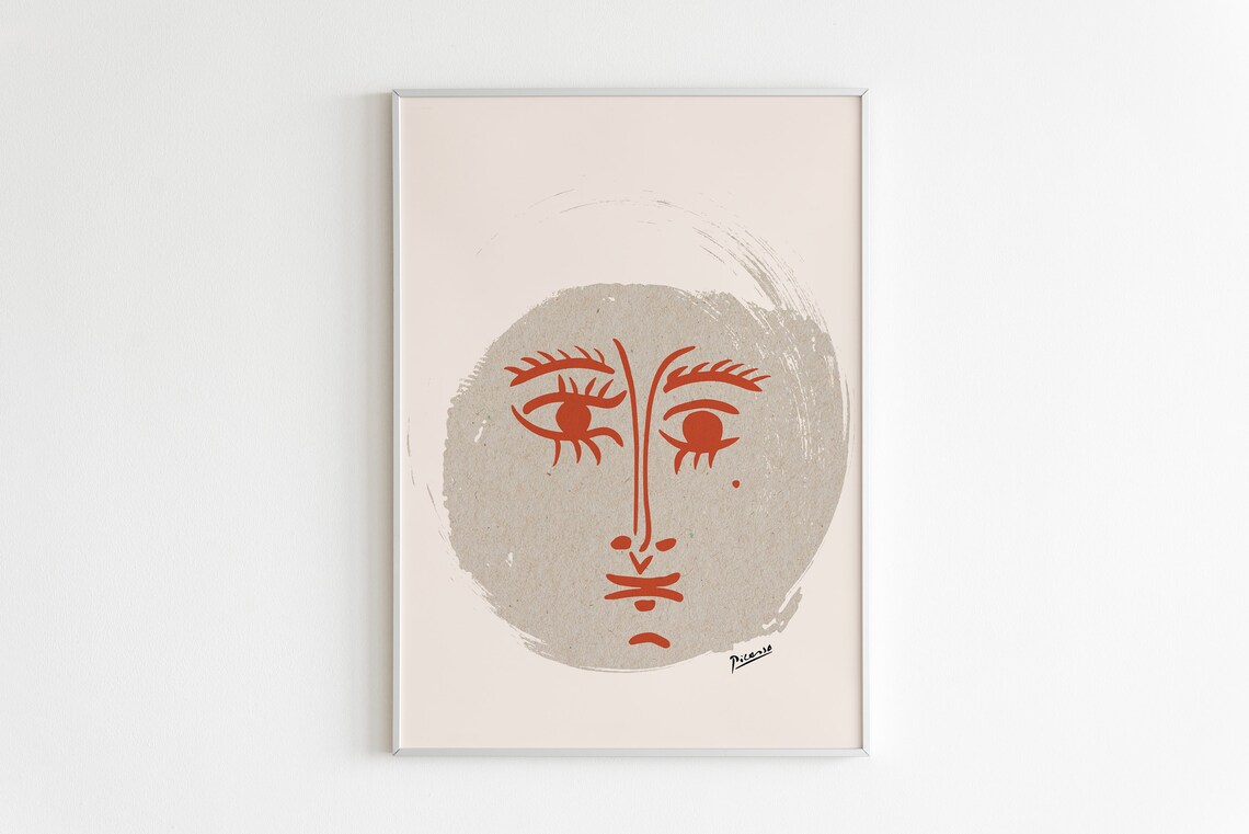 Picasso Face Print Minimalist Art Wall Art Art Print Wall Art Instant Abstract Face
