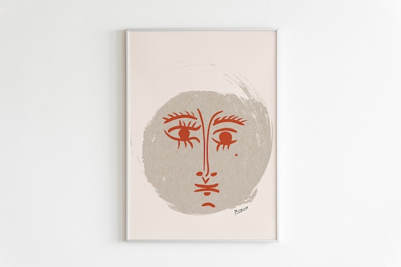 Picasso Style Red Face Line Art Modern Abstract Gallery Poster