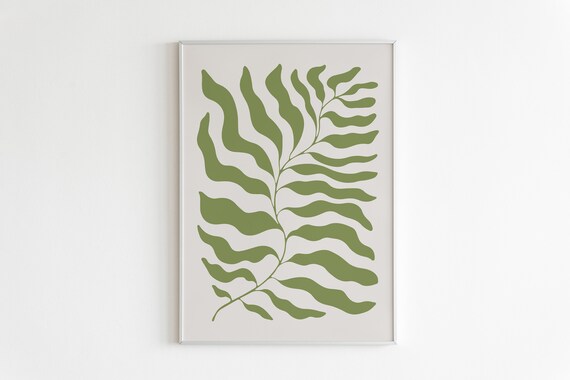 Matisse Style Green Fern Leaf Abstract Botanical Wall Poster