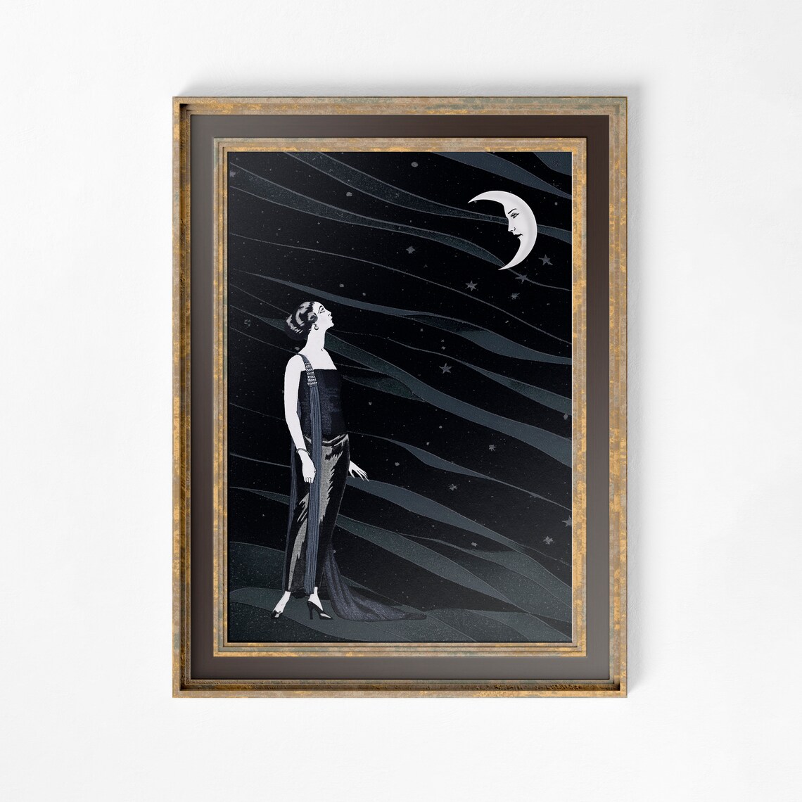 Woman And Moon Art Nouveau Goddess Poster